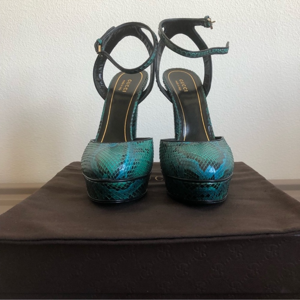 Gucci Huston Python Platform Pumps 39.5 EU - Picture 2 of 8